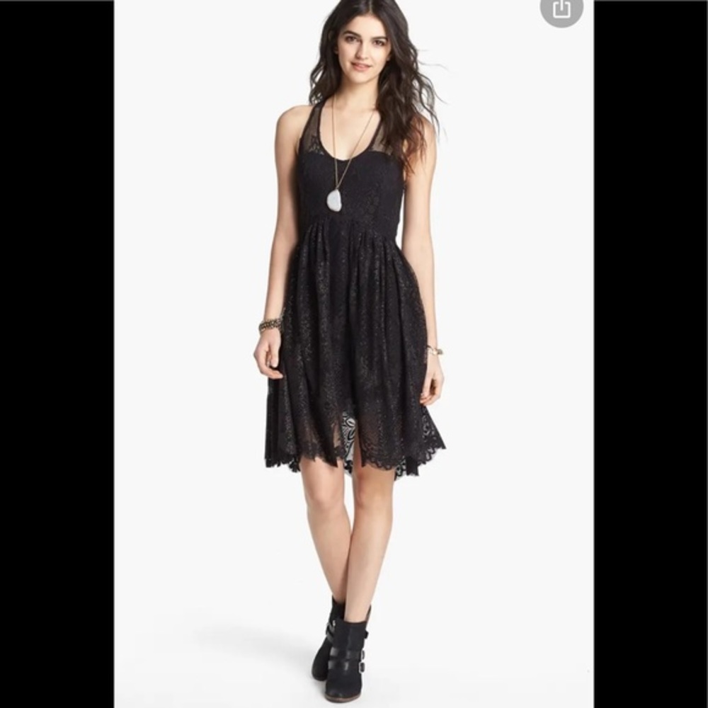 FREE PEOPLE Kristal Metallic Lace Dress